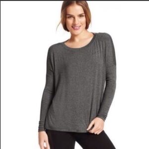 CAbi Heather Gray Long Sleeve Boatneck Oversized Jersey Knit T-Shirt XS